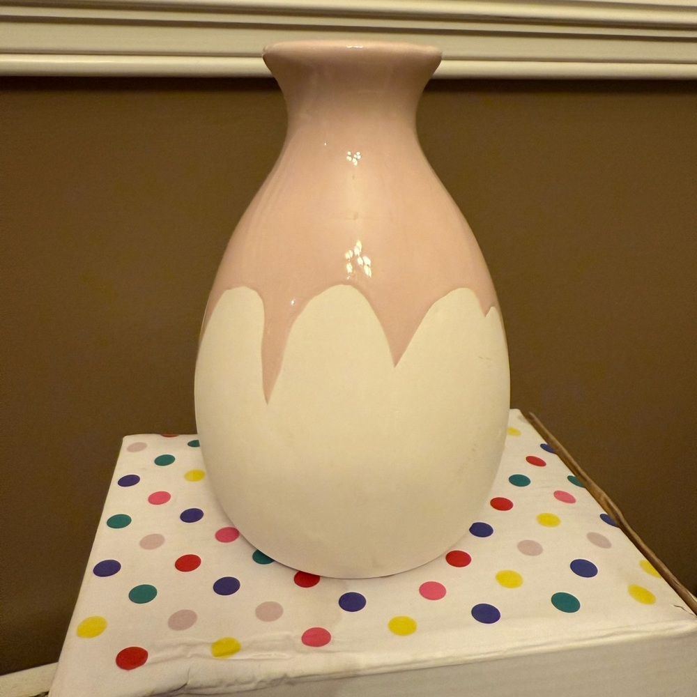 Isaac Mizrahi Pink and White Decorative Vase